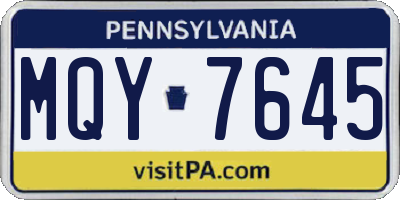 PA license plate MQY7645