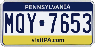 PA license plate MQY7653