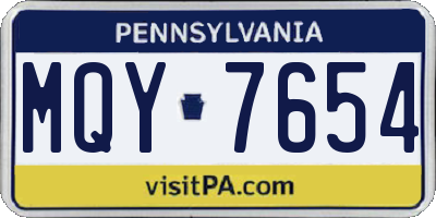 PA license plate MQY7654