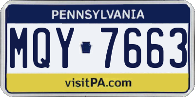PA license plate MQY7663