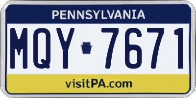 PA license plate MQY7671