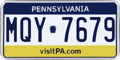 PA license plate MQY7679