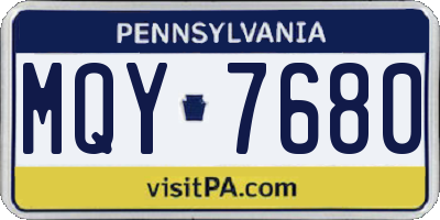 PA license plate MQY7680