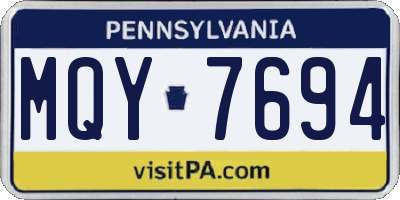 PA license plate MQY7694