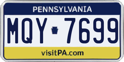 PA license plate MQY7699