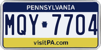 PA license plate MQY7704