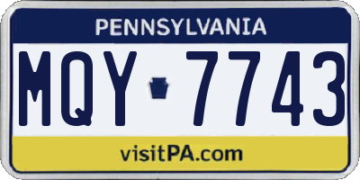 PA license plate MQY7743