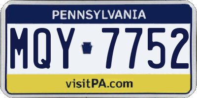 PA license plate MQY7752
