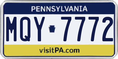 PA license plate MQY7772