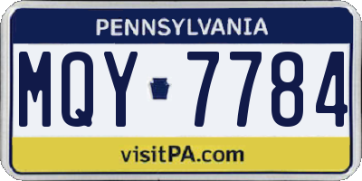 PA license plate MQY7784
