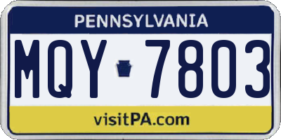 PA license plate MQY7803