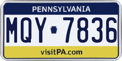 PA license plate MQY7836