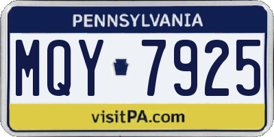 PA license plate MQY7925