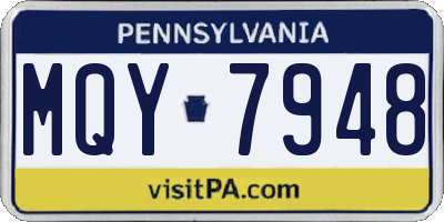 PA license plate MQY7948