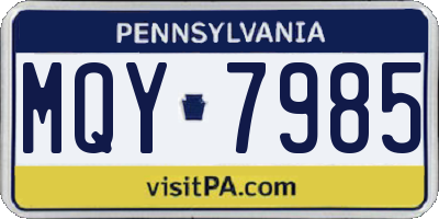 PA license plate MQY7985