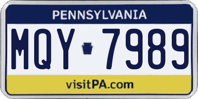 PA license plate MQY7989