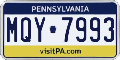 PA license plate MQY7993
