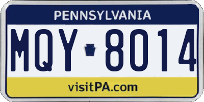 PA license plate MQY8014