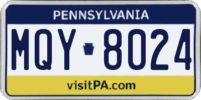 PA license plate MQY8024