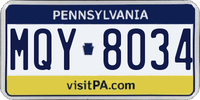 PA license plate MQY8034