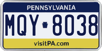 PA license plate MQY8038