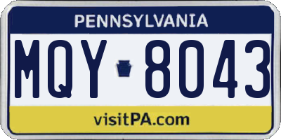PA license plate MQY8043