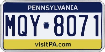 PA license plate MQY8071
