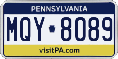 PA license plate MQY8089