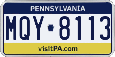 PA license plate MQY8113
