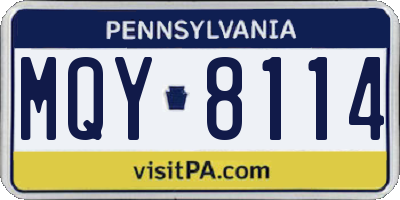 PA license plate MQY8114
