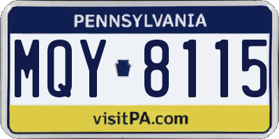 PA license plate MQY8115