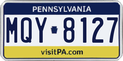 PA license plate MQY8127