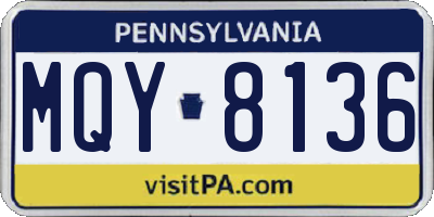 PA license plate MQY8136