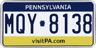 PA license plate MQY8138