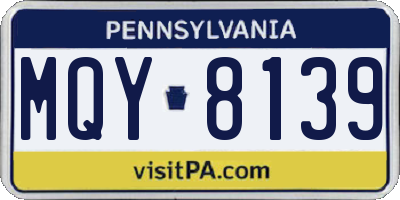 PA license plate MQY8139