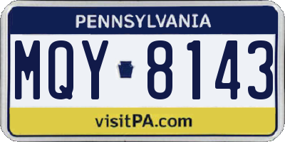 PA license plate MQY8143