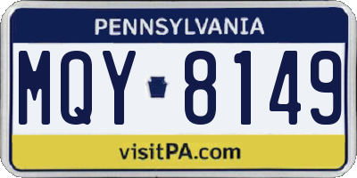 PA license plate MQY8149