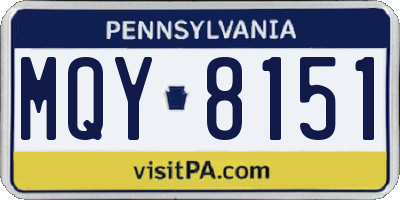 PA license plate MQY8151