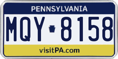 PA license plate MQY8158