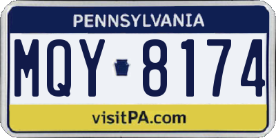 PA license plate MQY8174