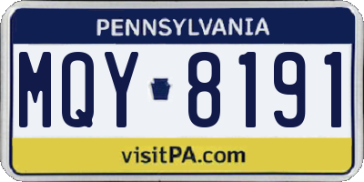 PA license plate MQY8191