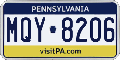 PA license plate MQY8206