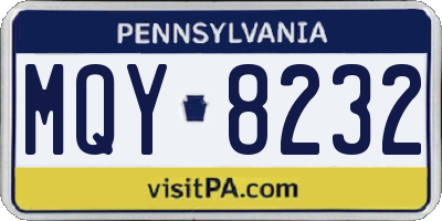 PA license plate MQY8232