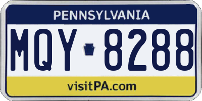 PA license plate MQY8288