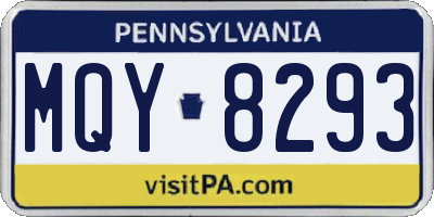 PA license plate MQY8293