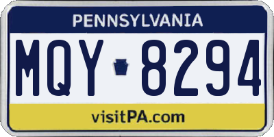 PA license plate MQY8294