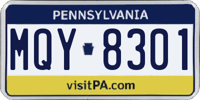 PA license plate MQY8301