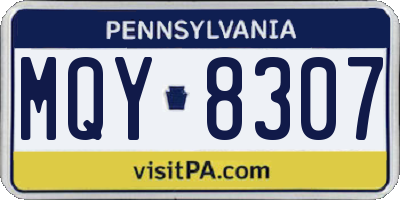 PA license plate MQY8307