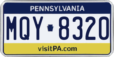 PA license plate MQY8320
