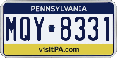 PA license plate MQY8331
